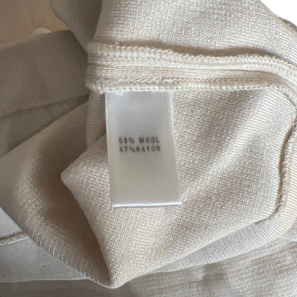 St. John Size 16 Women's Wool/Rayon White Dress Draped Neck Sleeveless - Picture 6 of 7